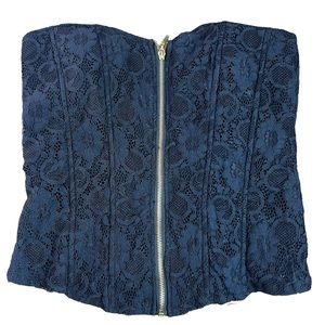 Fashion to Figure Black Lace Zip Front Corset Top, size 1X